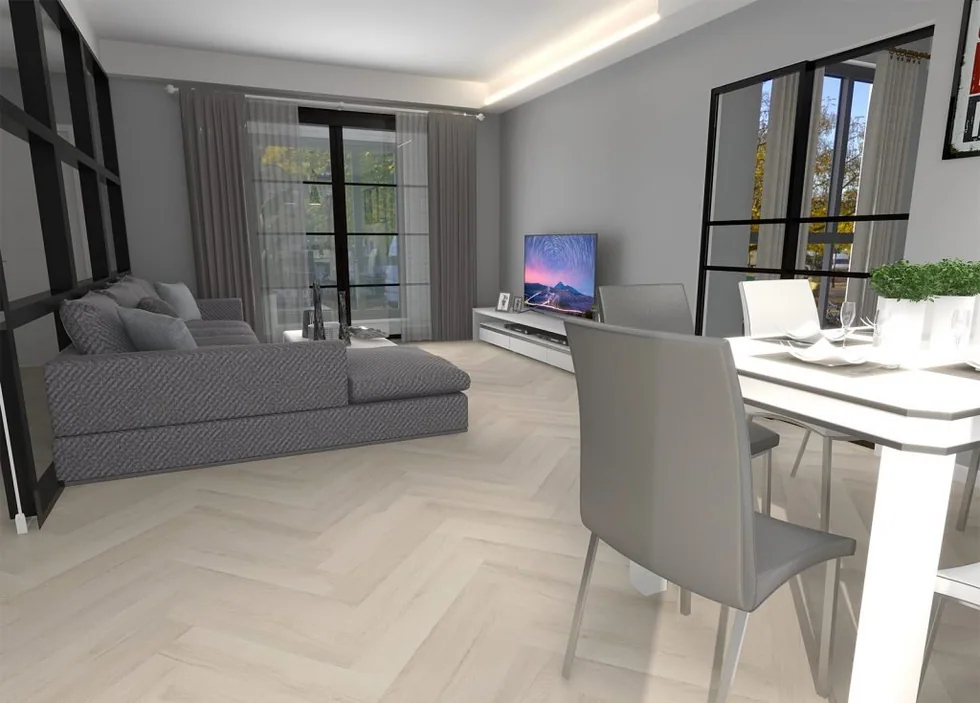 Herringbone Vinyl Flooring – CAT-1587 design photograph from the Superior Floor product catalog
